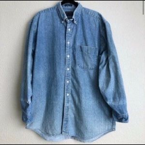 Vintage Abercrombie & Fitch Men's Big Shirt Size L Denim Work Broken In USA